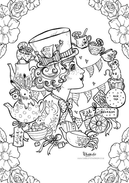 Adult Alice In Wonderland Coloring Pages 1