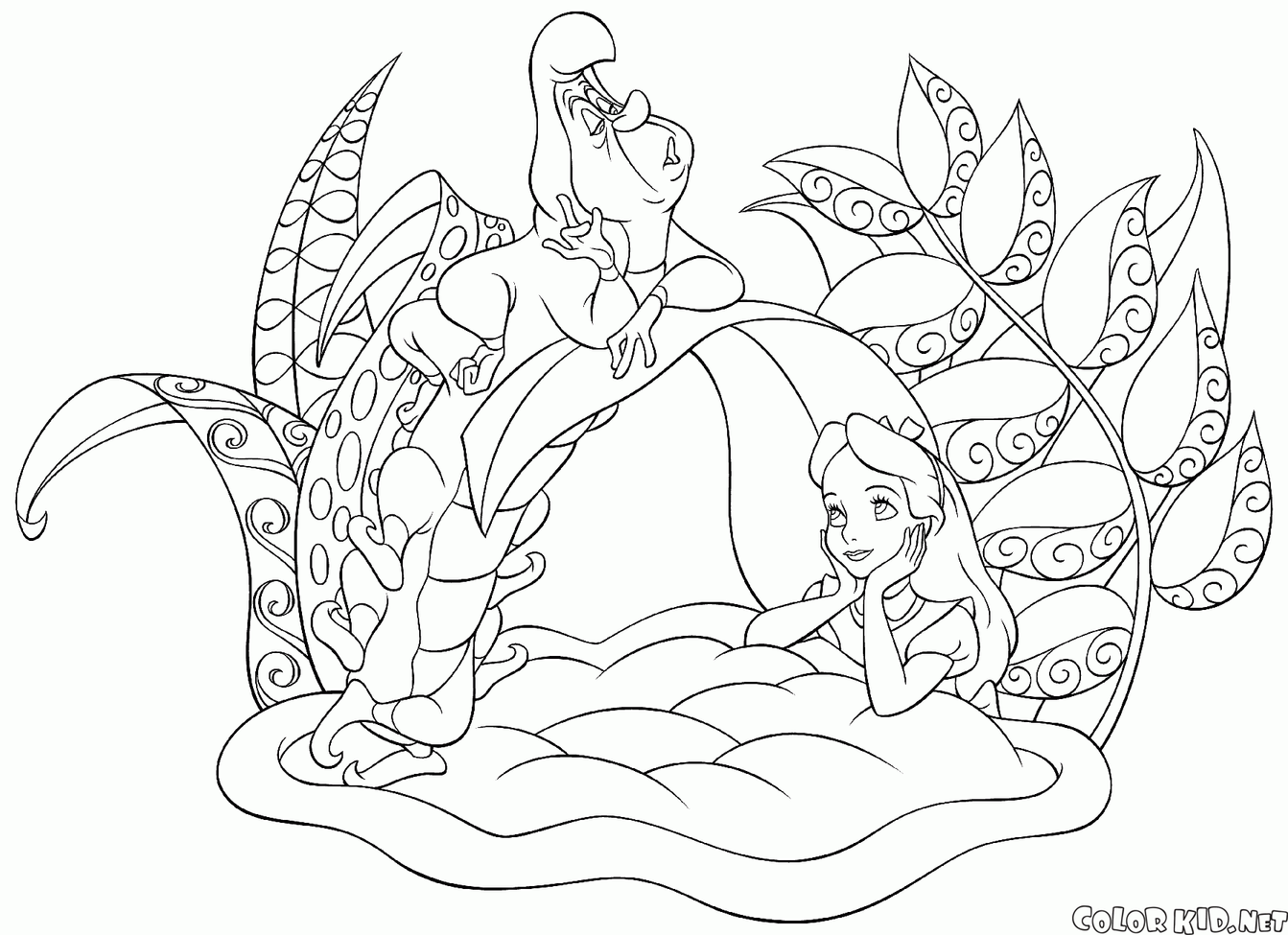Alice In Wonderland Caterpillar Coloring Pages