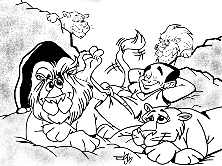 Daniel And The Lions Den Coloring Page 1