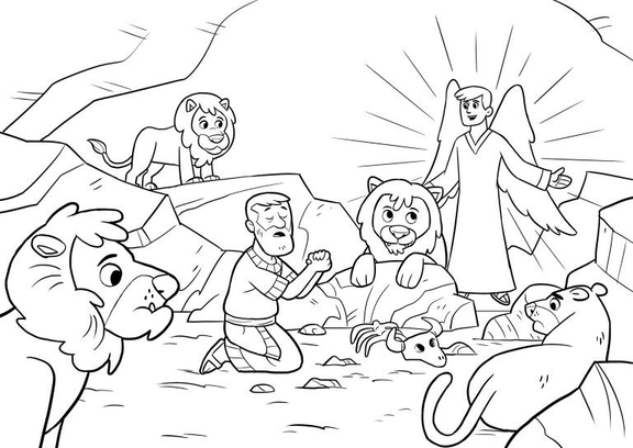 Daniel And The Lions Den Coloring Page 2