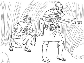 David And Saul In The Cave Coloring Page