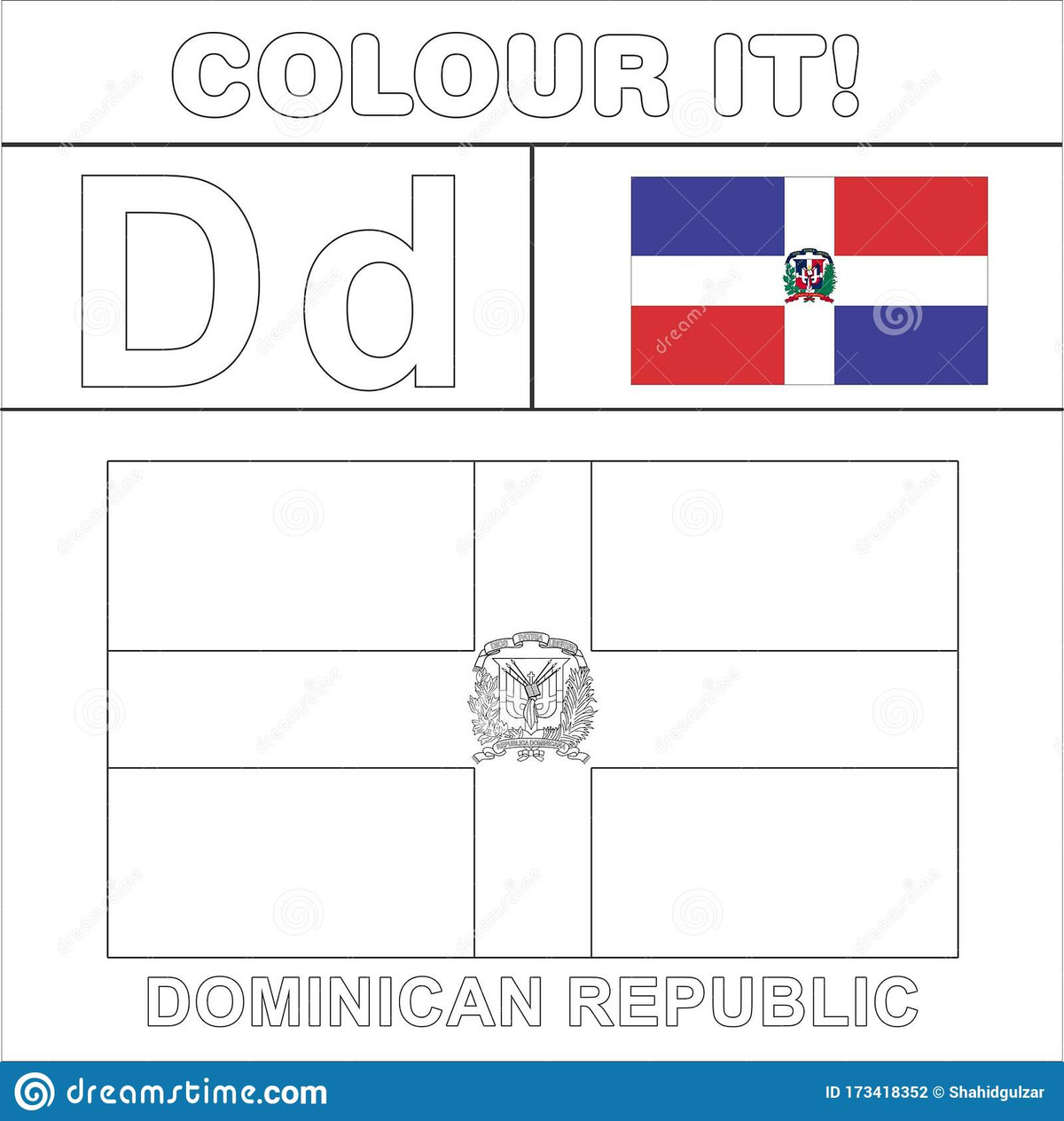 Flag Of Dominican Republic Coloring Page 2
