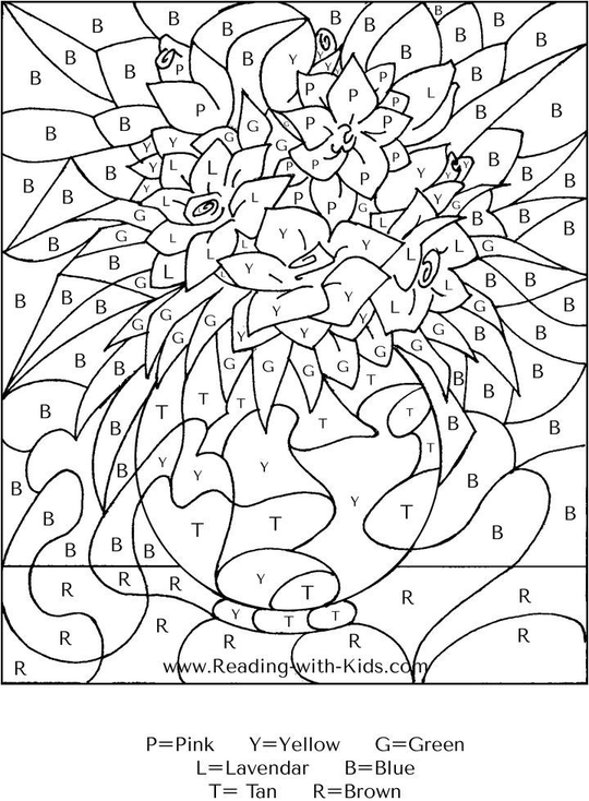 Floral Design Color By Number Coloring Pages For Adults 5