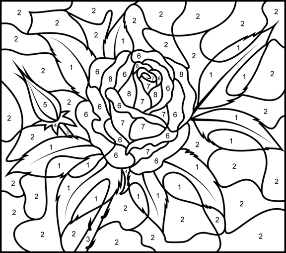 Floral Design Color By Number Coloring Pages For Adults 6