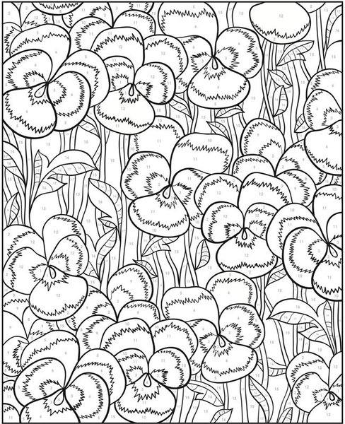 Floral Design Color By Number Coloring Pages For Adults 8