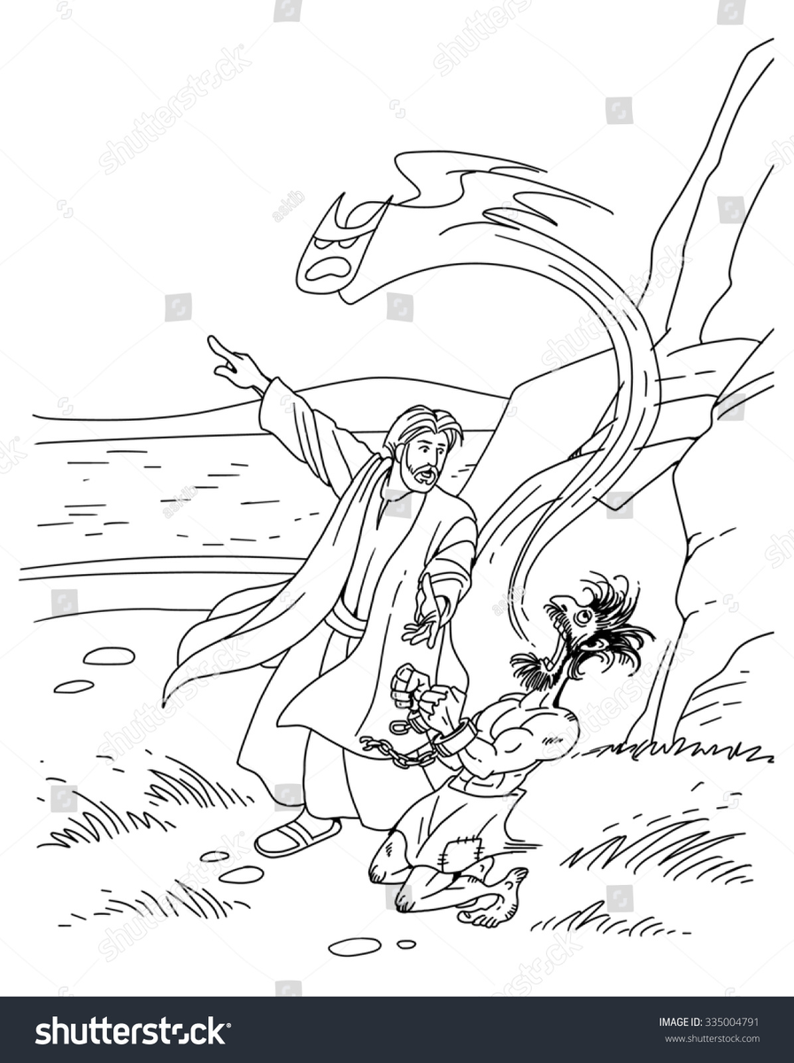 Jesus Casts Out Demons Coloring Page 4