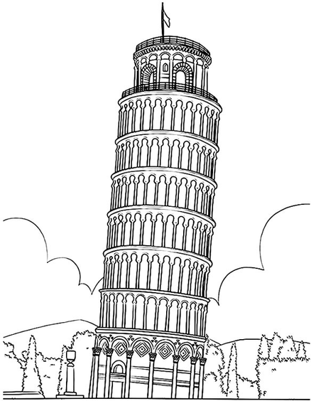 Leaning Tower Of Pisa Coloring Page 2