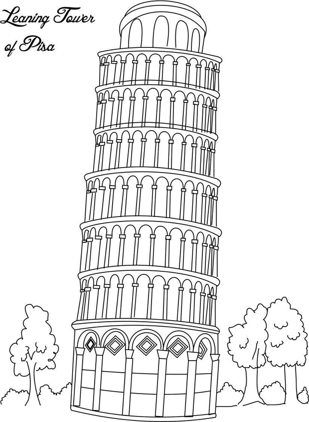 Leaning Tower Of Pisa Coloring Page 5