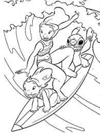 Lilo And Stitch Surfing Coloring Pages 1