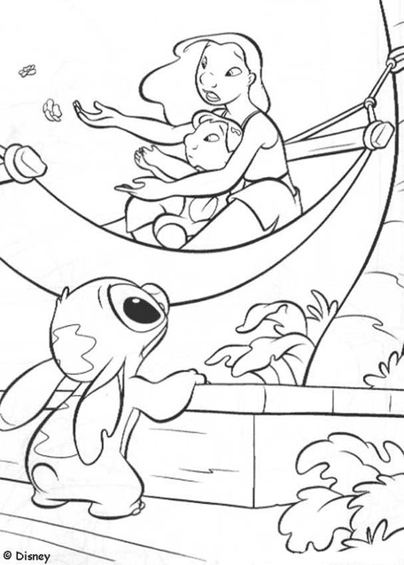 Lilo And Stitch Surfing Coloring Pages 2