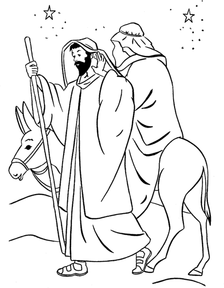 Mary And Joseph Travel To Bethlehem Coloring Pages 1