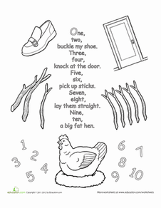 One Two Buckle My Shoe Coloring Page 6
