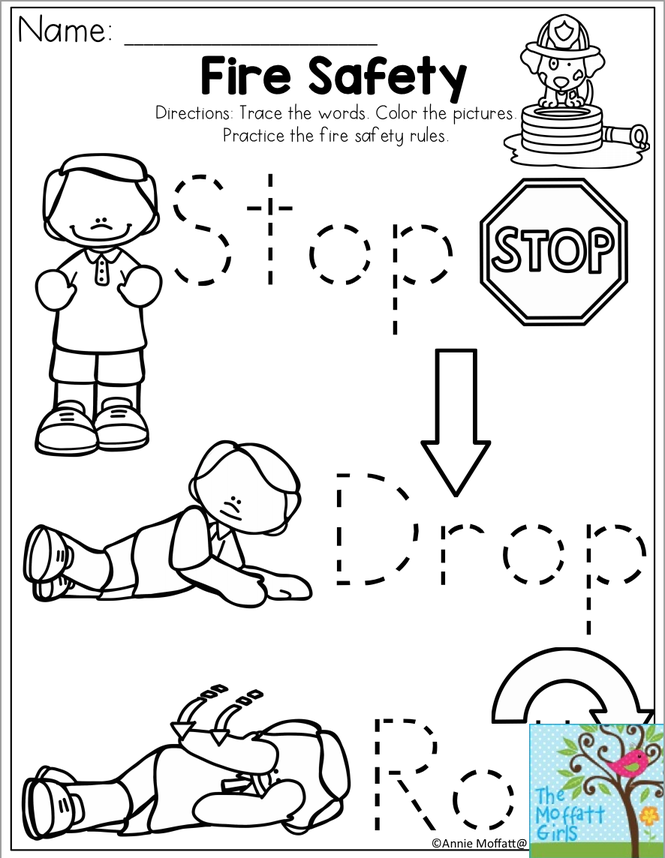 Stop Drop And Roll Coloring Pages