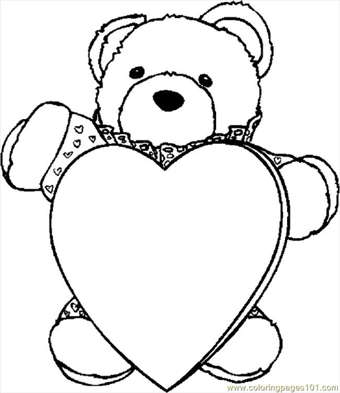 Teddy Bear With Heart Coloring Page 3