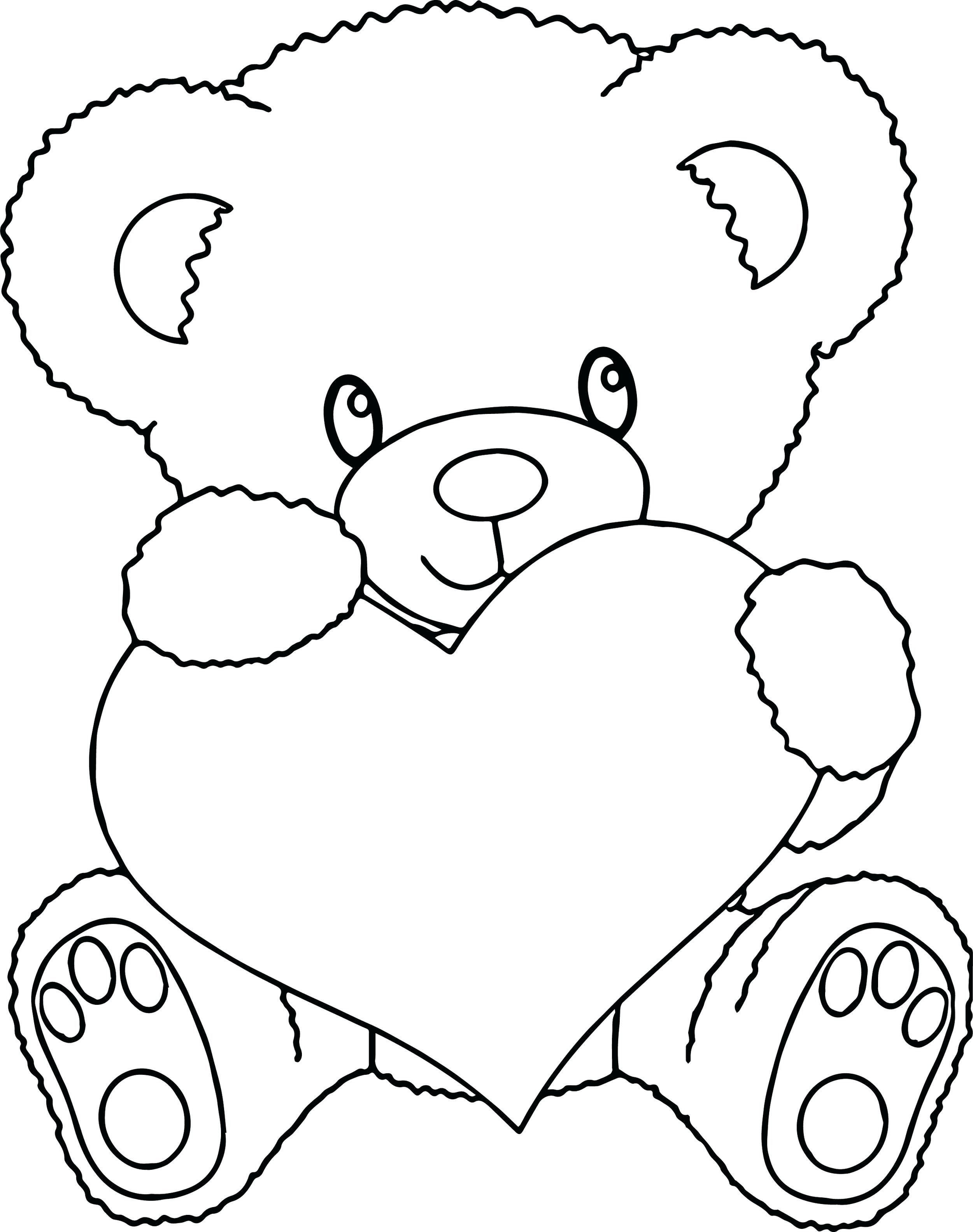 Teddy Bear With Heart Coloring Page 4