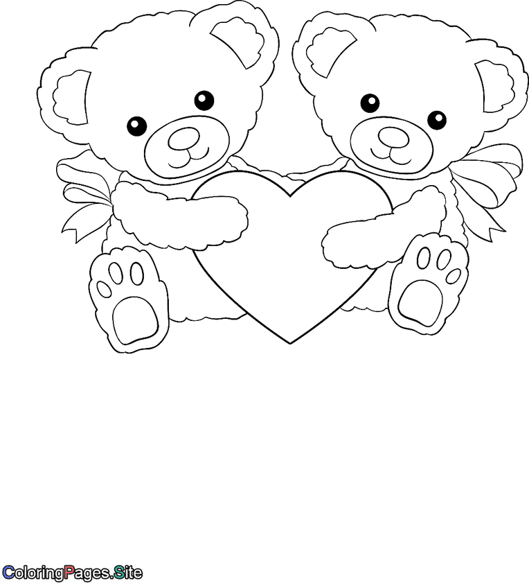 Teddy Bear With Heart Coloring Page 5