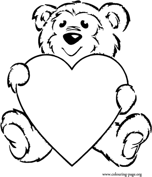 Teddy Bear With Heart Coloring Page 6