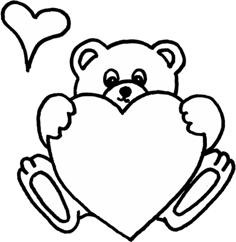 Teddy Bear With Heart Coloring Page 7