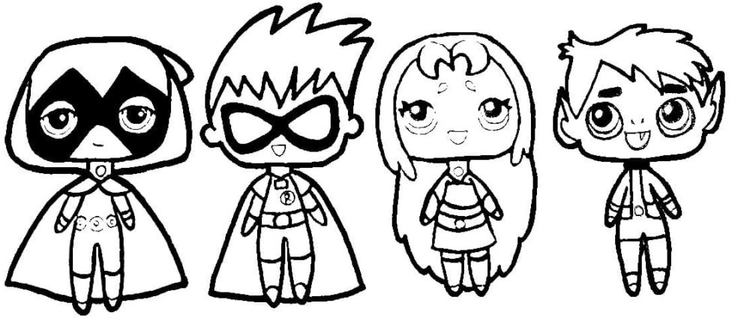 Teen Titans Go Coloring Pages Chibi 3