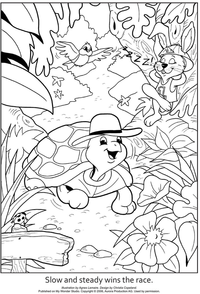Tortoise And The Hare Coloring Page 1