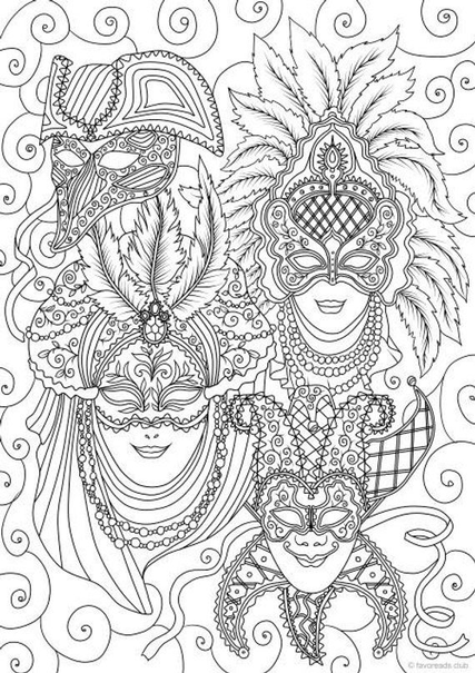 Venetian Masks Coloring Book For Adults 7